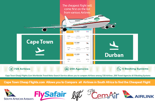 Cheap flights from Cape Town to Durban in South Africa